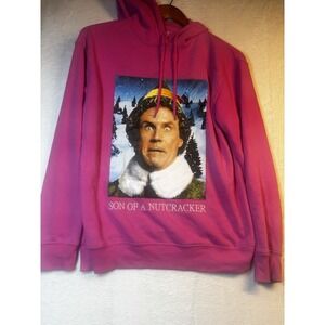 Elf‎ Hoodie Women's  XS Son of a Nutcracker Pink Christmas Graphic Sweatshirt
